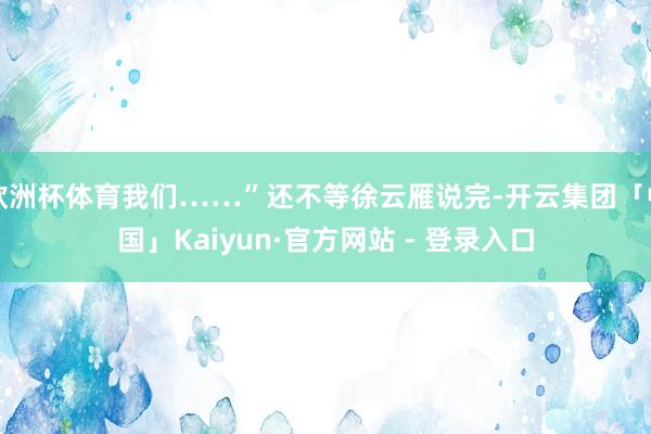 欧洲杯体育我们……”还不等徐云雁说完-开云集团「中国」Kaiyun·官方网站 - 登录入口