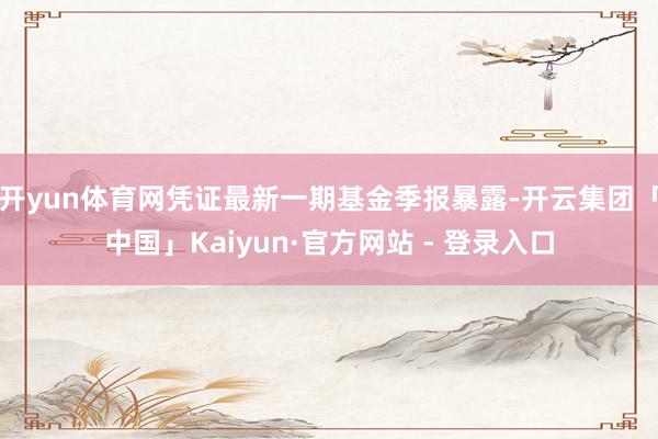 开yun体育网凭证最新一期基金季报暴露-开云集团「中国」Kaiyun·官方网站 - 登录入口