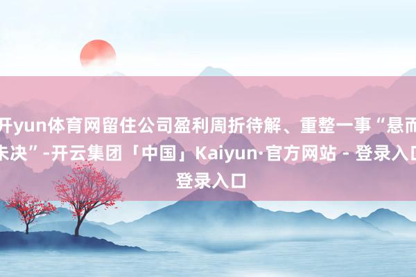 开yun体育网留住公司盈利周折待解、重整一事“悬而未决”-开云集团「中国」Kaiyun·官方网站 - 登录入口