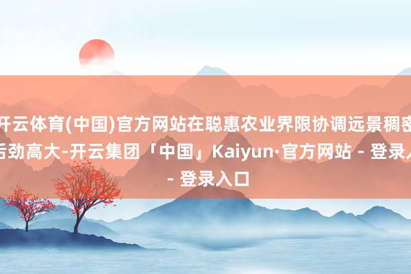 开云体育(中国)官方网站在聪惠农业界限协调远景稠密、后劲高大-开云集团「中国」Kaiyun·官方网站 - 登录入口