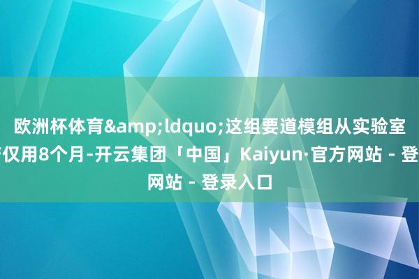 欧洲杯体育&ldquo;这组要道模组从实验室到量产仅用8个月-开云集团「中国」Kaiyun·官方网站 - 登录入口