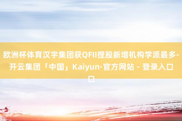 欧洲杯体育汉宇集团获QFII捏股新增机构学派最多-开云集团「中国」Kaiyun·官方网站 - 登录入口