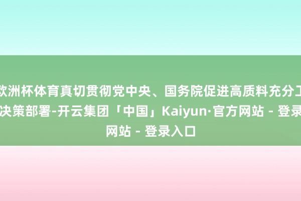 欧洲杯体育真切贯彻党中央、国务院促进高质料充分工作的决策部署-开云集团「中国」Kaiyun·官方网站 - 登录入口
