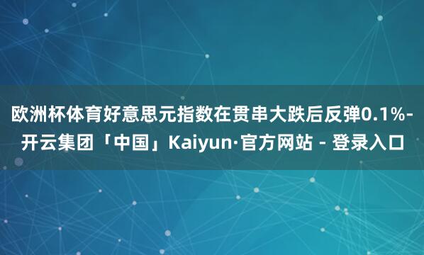 欧洲杯体育　　好意思元指数在贯串大跌后反弹0.1%-开云集团「中国」Kaiyun·官方网站 - 登录入口