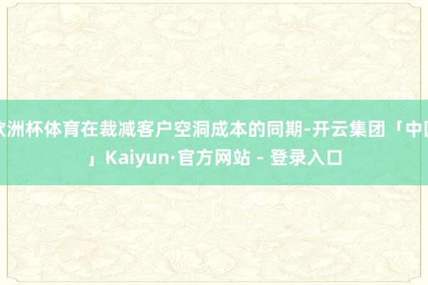 欧洲杯体育在裁减客户空洞成本的同期-开云集团「中国」Kaiyun·官方网站 - 登录入口